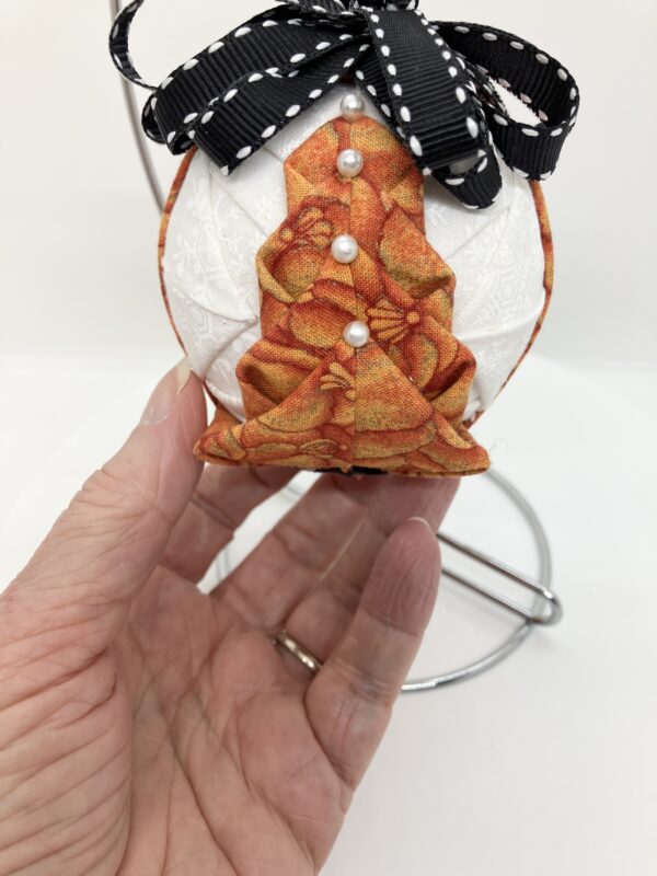 Pumpkin Print Round Fir Tree Ornament - Image 2