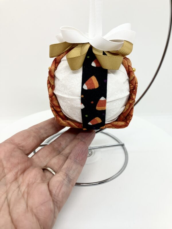 Pumpkin Print 3" Round Tree Ornament - Image 3