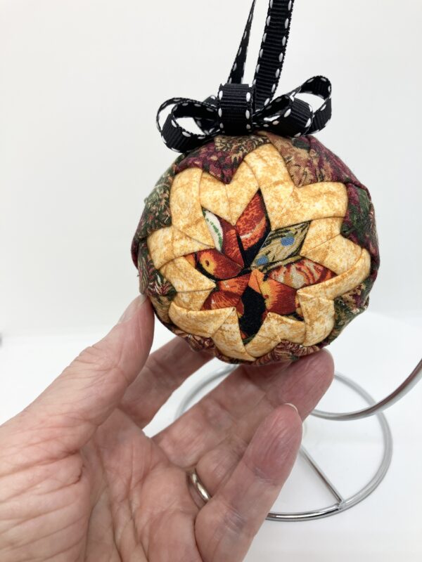 Orange, Brown and Leaves Print Ornament - Image 2