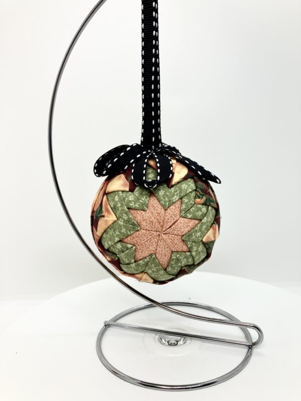 Peach, Green and Leaf Print 3-inch Round Ornament