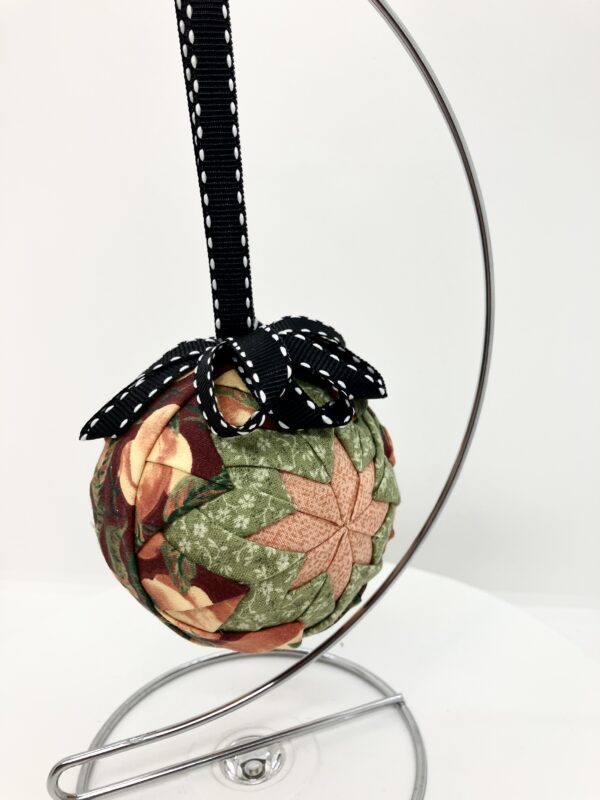 Peach, Green and Leaves Print Ornament - Image 3
