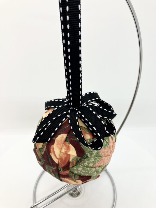 Peach, Green and Leaves Print Ornament - Image 2
