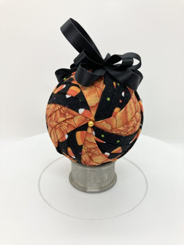 Autumn 3 inch Round Black & Orange print Ornament - Image 2