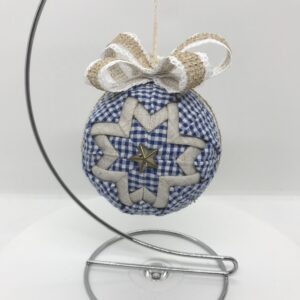 Hanging Front of Blue Gingham Farmhouse Vintage 3" Ornament