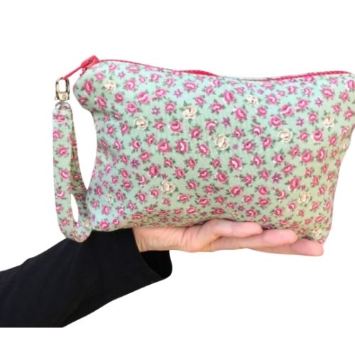 Red and White Roses on Green small bag