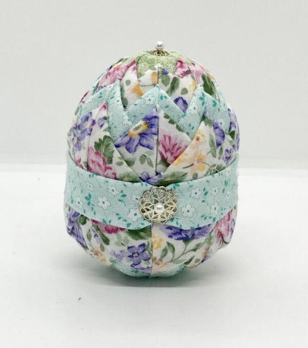 Aqua and Floral 4" Easter Egg Ornament