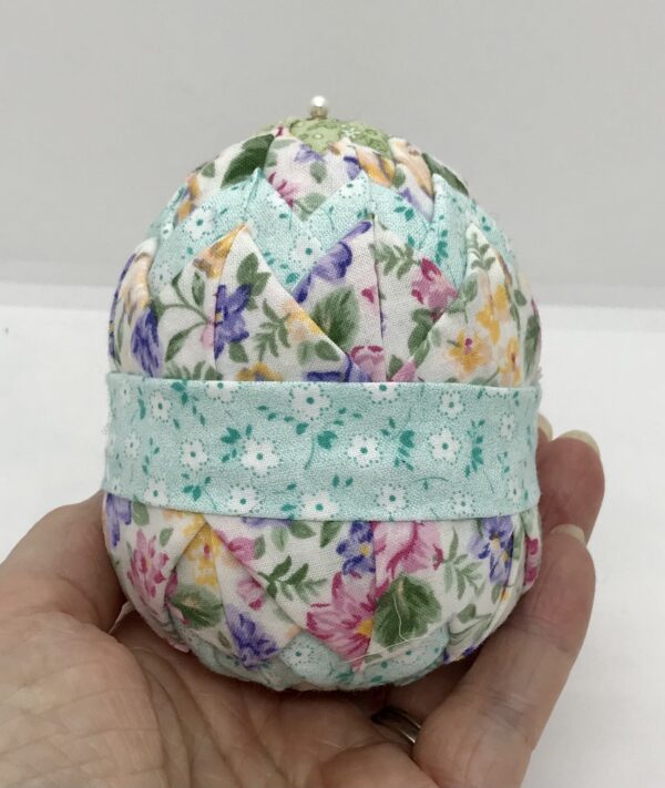 Aqua and Floral 4" Easter Egg Ornament - Image 4