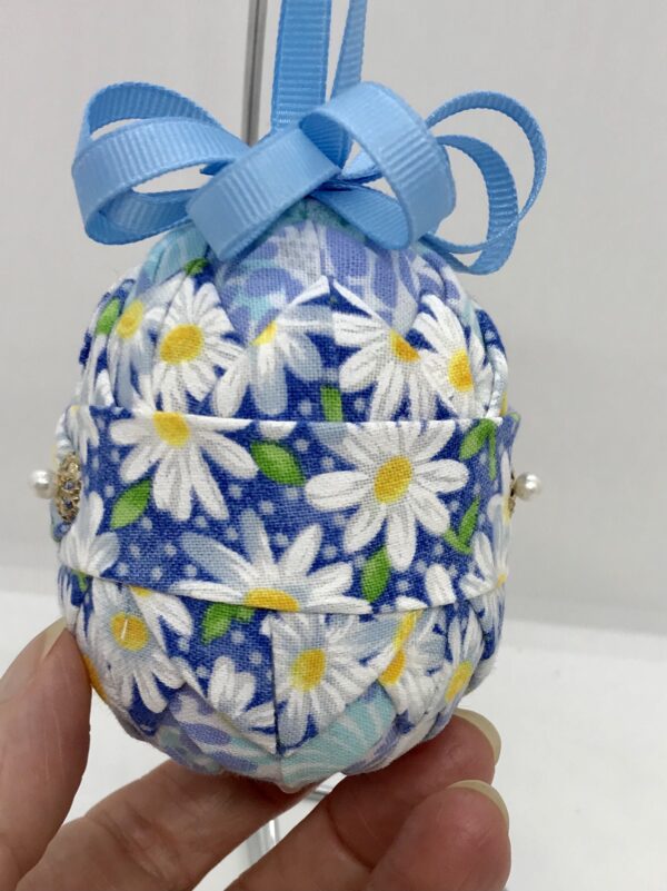 Blue Daisy Easter 3" Egg Ornament - Image 2