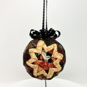 Orange, Brown and Leaves Print 3 inch round Ornament