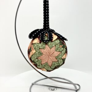 Peach, Green and Leaf Print 3-inch Round Ornament