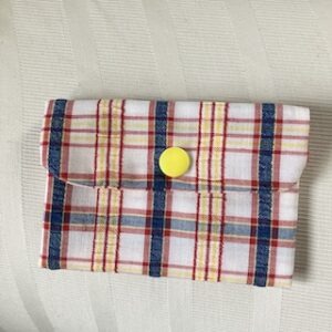 Blue, Yellow and White Plaid Mini Wallet