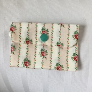 Rose Stripe Print on Cream Mini Wallet